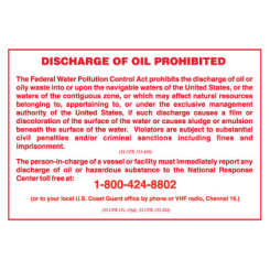 Discharge of oil prohibited IMO skylt - Självhäftande vinyl 210 x 297 mm
