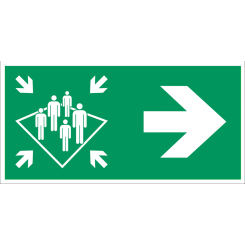 Muster station arrow right IMO skylt - Klar vinyl 50 x 100 mm