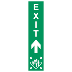 Exit Muster station arrow up - IMO skylt - Klar vinyl 200 x 50 mm