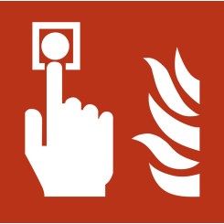 Fire alarm IMO skylt - Klar vinyl 50 x 50 mm