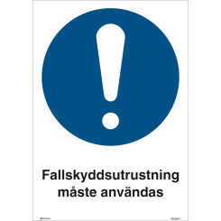 Fallskyddsutrustning måste användas - Påbudsskylt ISO 7010 M001