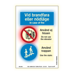 Supernova+® Hisskylt vid brandfara eller nödlägen - Färgefterlysande 175 x 120 mm