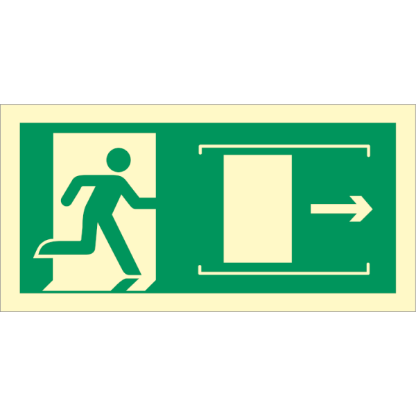 Direction sign  - Exit right sliding door 