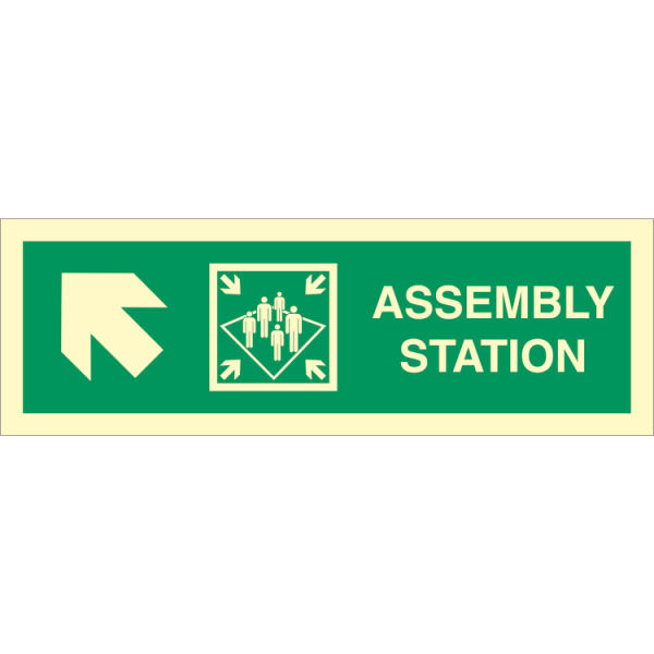 Direction sign  - Assembly station arrow up to corner 