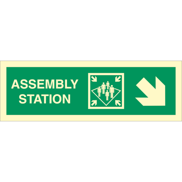 Direction sign  - Assembly station arrow down to corner 