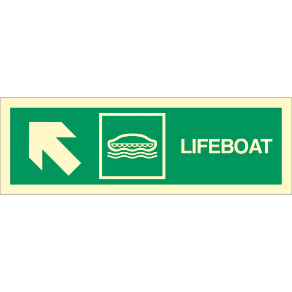 Direction sign  - Lifeboat arrow up left 