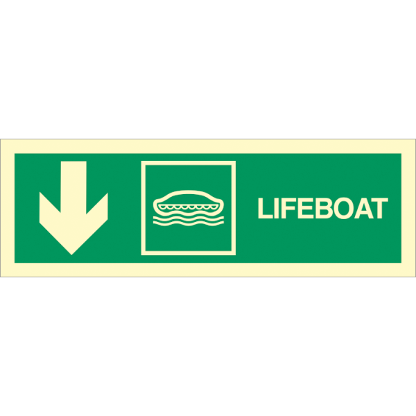Direction sign  - Lifeboat arrow  down  left side