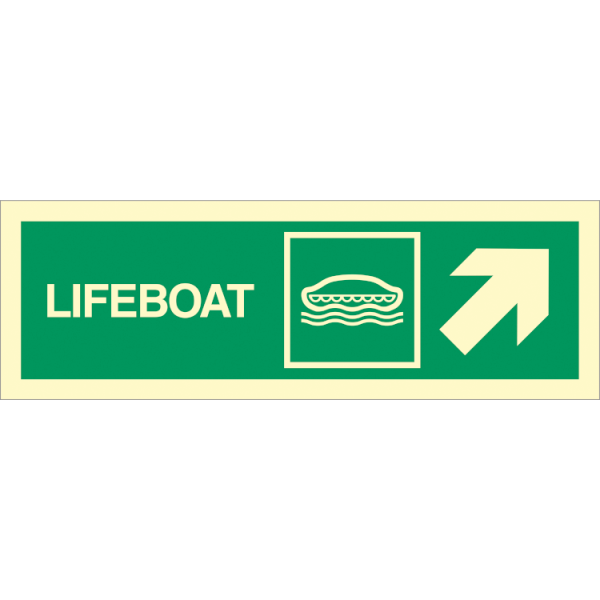 Direction sign  - Lifeboat arrow  up right 