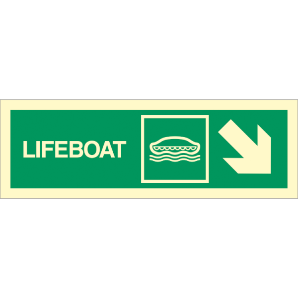 Direction sign  - Lifeboat arrow down right 