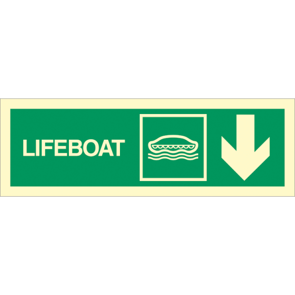 Direction sign  - Lifeboat arrow down right 
