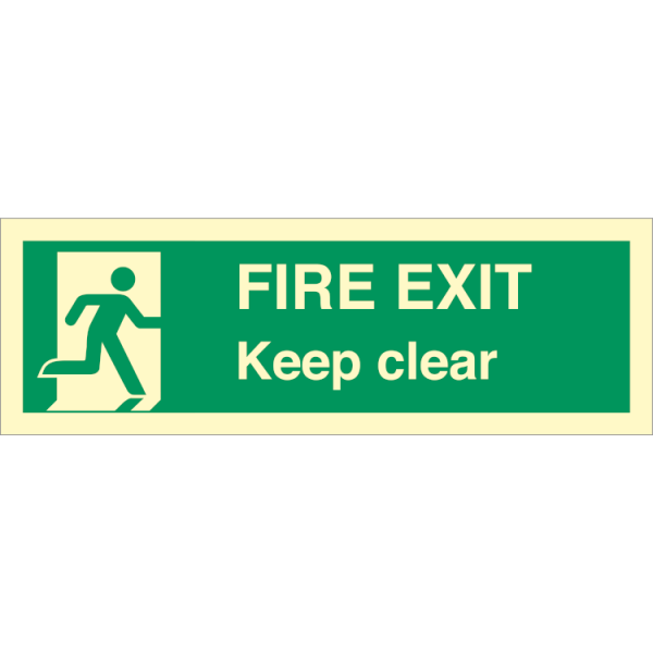 Direction sign  - Fire exit keep clear 