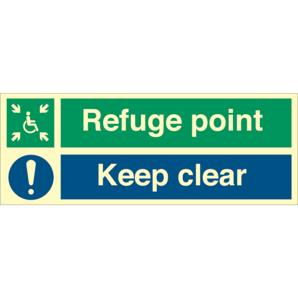 Direction sign  - Refuge point - Keep Clear