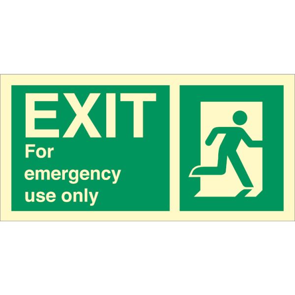 Direction sign  - EXIT sign for emergency use only 