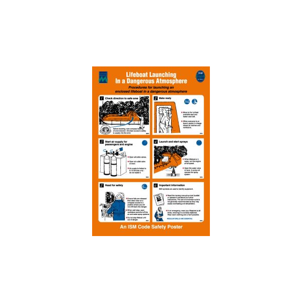 Lifeboat launching in a dangerous atmosphere IMO skylt - Självhäftande vinyl 475 x 330 mm
