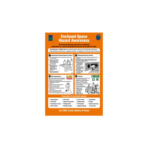 Enclosed space entry safety signs IMO skylt - Självhäftande vinyl 475 x 330 mm