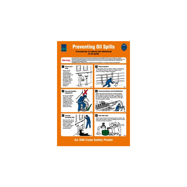 Preventing oil spills IMO skylt - Självhäftande vinyl 475 x 330 mm