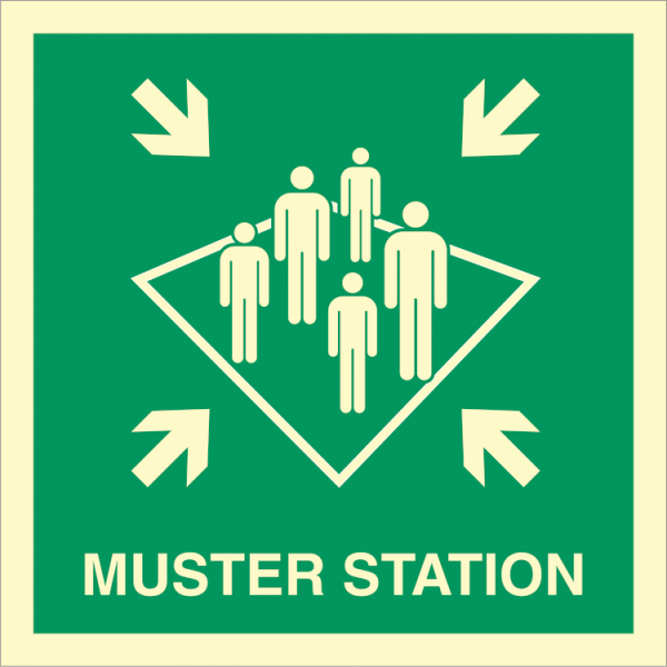 Direction sign  - Muster station