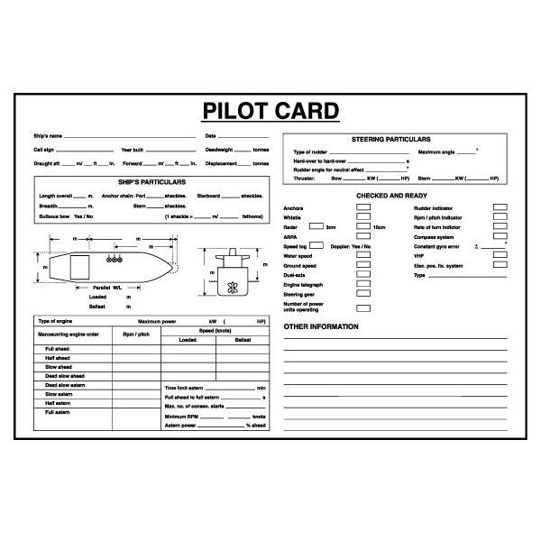 Pilot card IMO skylt - Självhäftande vinyl 420 x 297 mm