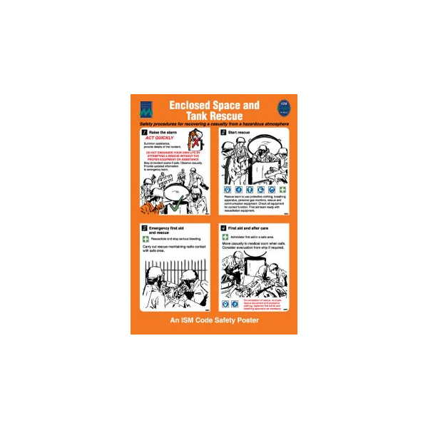 Enclosed space and tank rescue IMO skylt - Självhäftande vinyl 475 x 330 mm