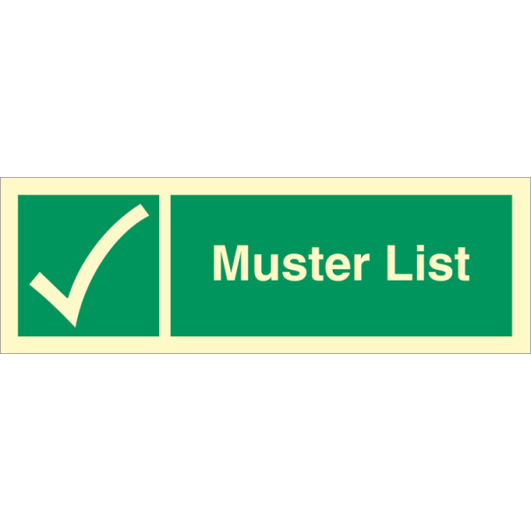 Emergency sign -  Muster List 