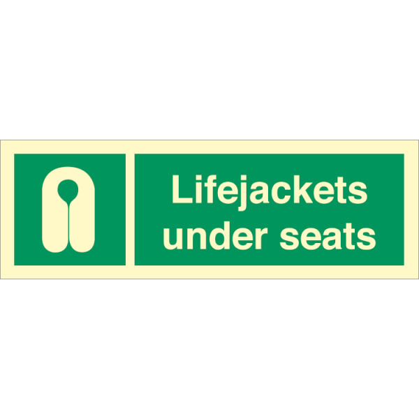Emergency sign -  Lifejacket under seats 