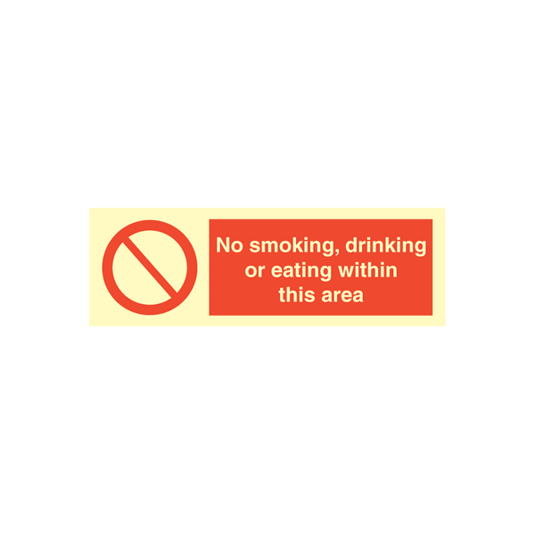 Prohibition sign - No smoking, drinking or eating within this area 