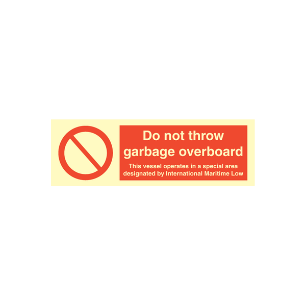 Prohibition sign - Do not throw garbage overboard 