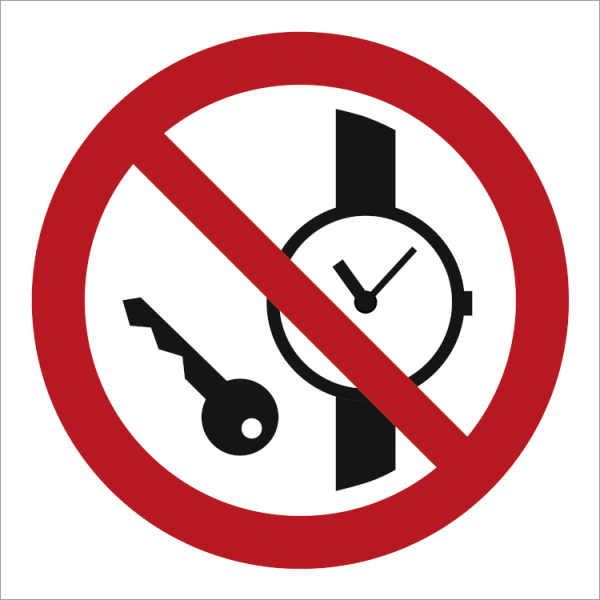 Prohibition sign - No metallic articles or watches