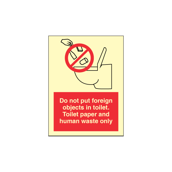 Prohibition sign - Do not put foreign objects in toilet. Toilet paper... 