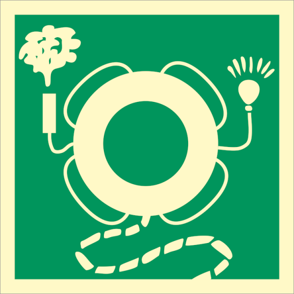 IMO sign - Lifebuoy with smoke, light and line 