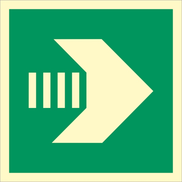 Emergency sign -  Horizontal/vertical arrow secondary escape route 