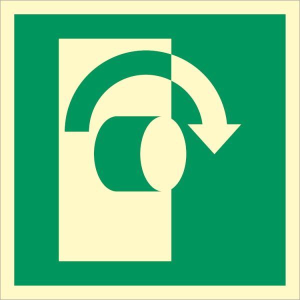 IMO sign - Turn clockwise to open