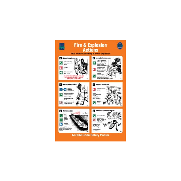 Fire & explosion actions IMO skylt - Självhäftande vinyl 475 x 330 mm
