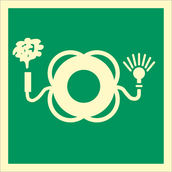 IMO sign - Lifebuoy with light and smoke