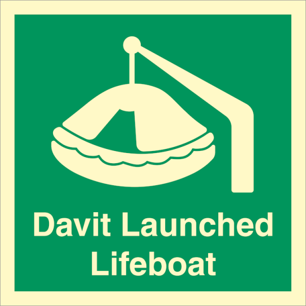 IMO sign - Davit Launched Lifeboat