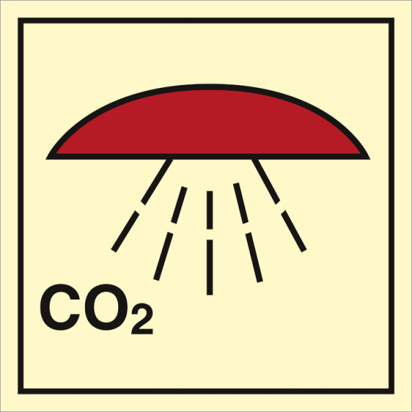 Fire control sign - Space protected by CO2 