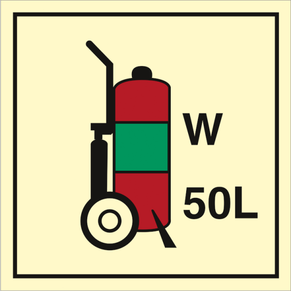 Fire control sign - Wheeled fire extinguisher Water 50L 