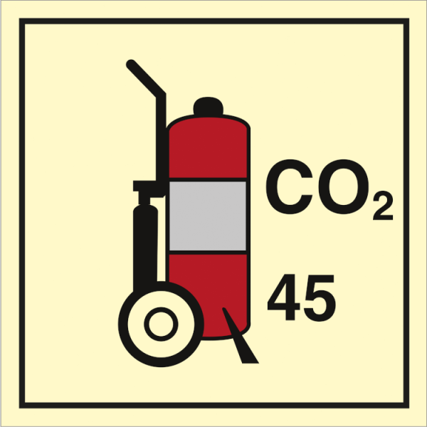 Fire control sign - Wheeled fire extinguisher CO2 45 