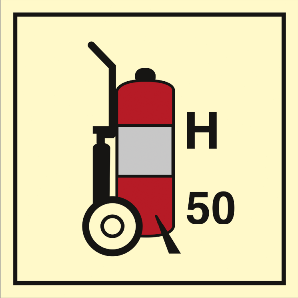 Fire control sign - Wheeled fire extinguisher Halon 50 