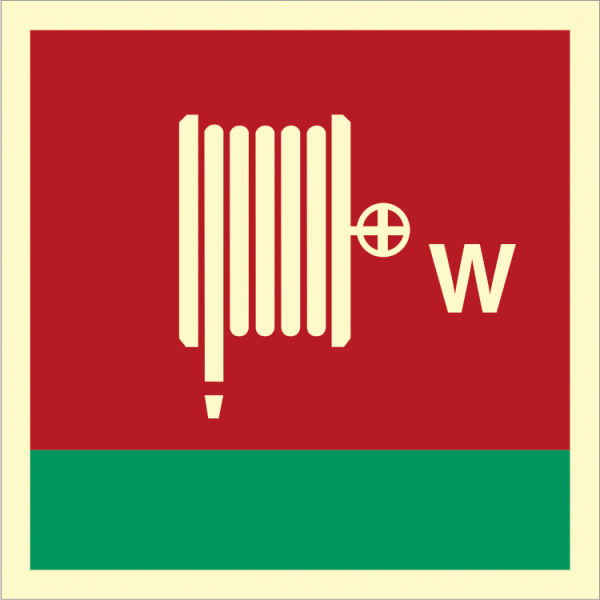 Fire control sign - Fire hose and nozzle Water 