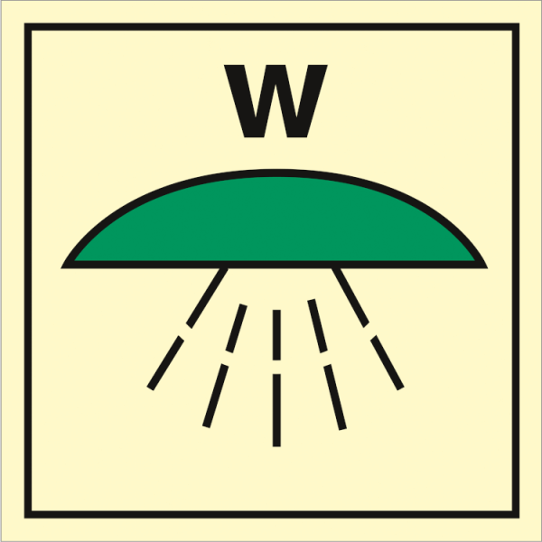 Fire control sign - Space protected by water fire extinguishing system