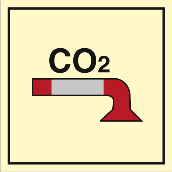 Fire control sign - Space protected by CO2 