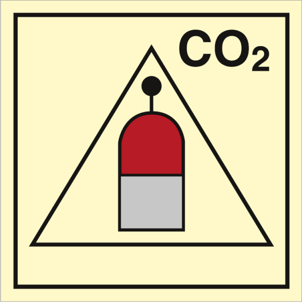 Fire control sign - Remote release station for CO2 