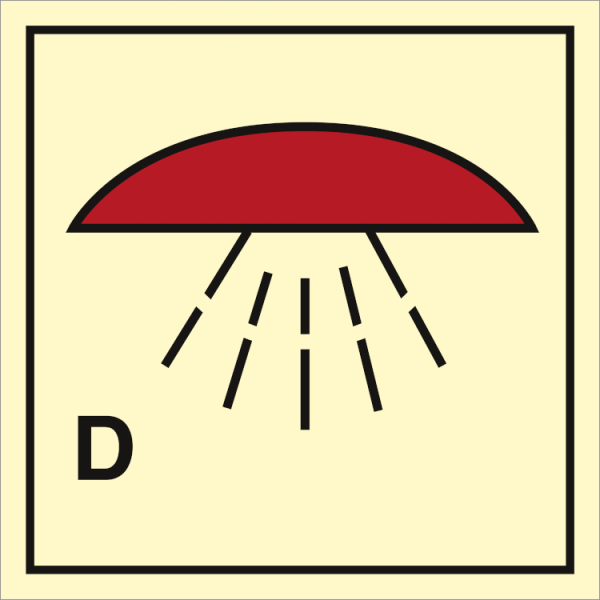 Fire control sign - Space protected by drenching system 