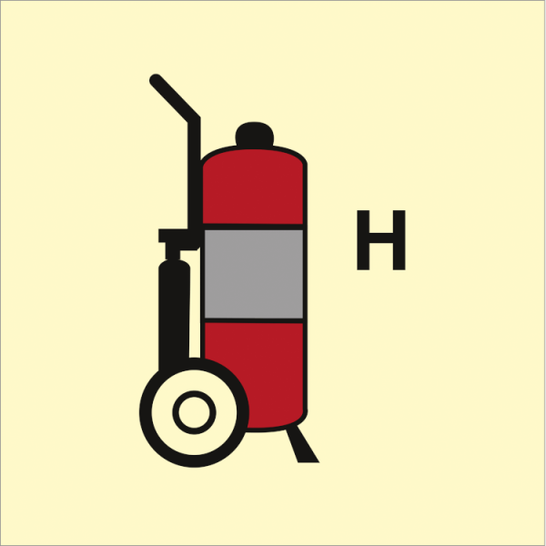 Fire control sign - Wheeled fire extinguisher Halon