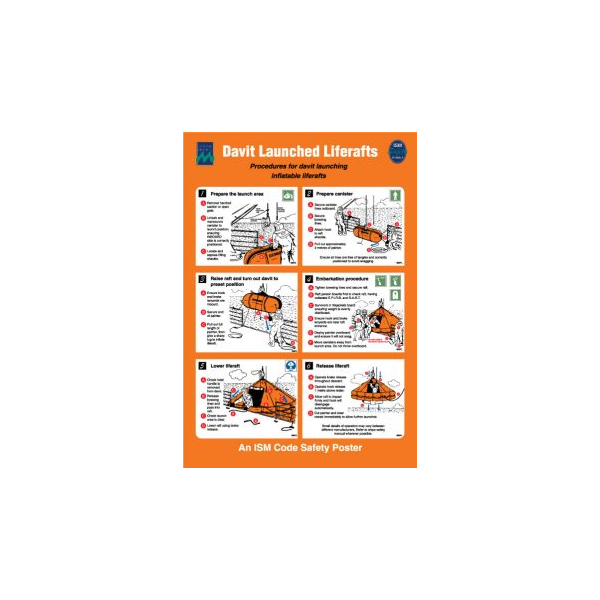 Davit launched liferafts IMO skylt - Självhäftande vinyl 475 x 330 mm
