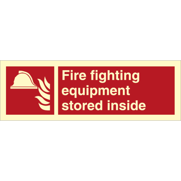 Fire sign - Fire fighting equipment stored inside 