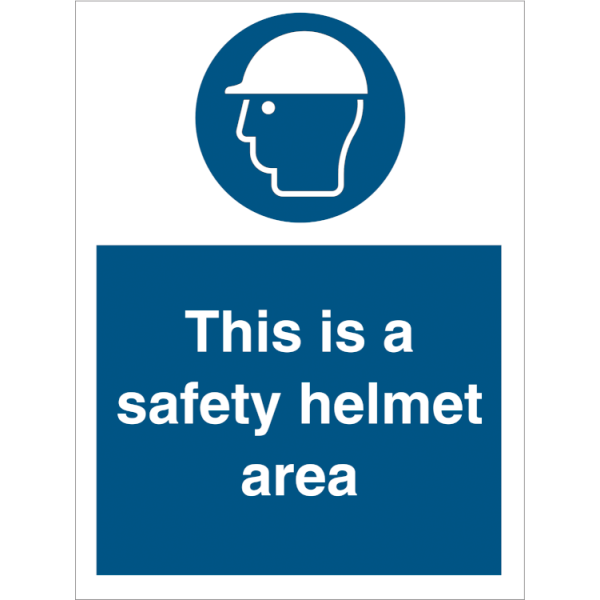 Mandatory sign - This is a satety helmet area 