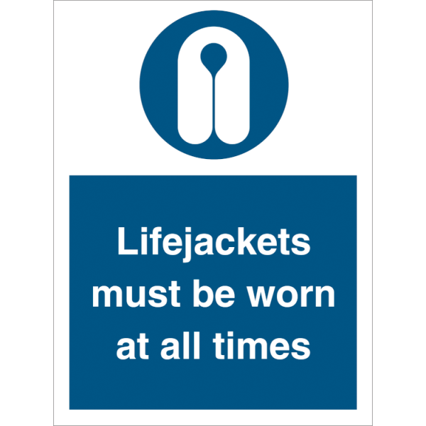 Mandatory sign - Lifejackets must be worn at all times 