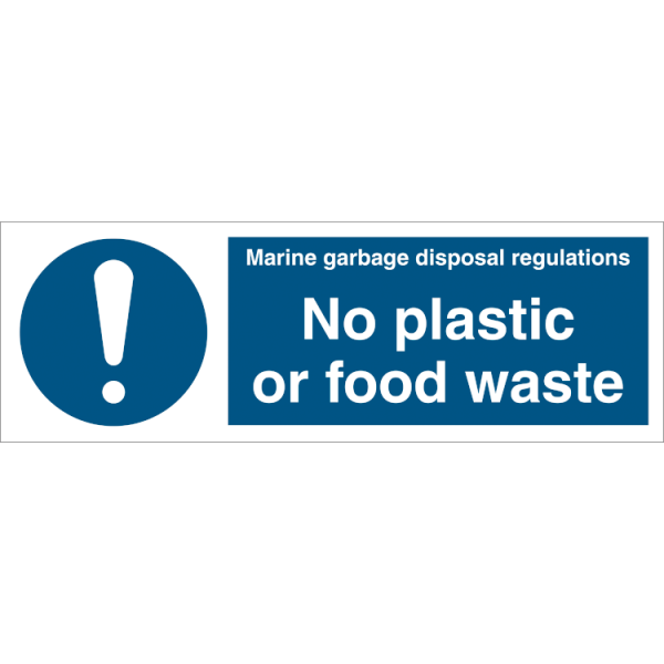 Mandatory sign - No plastic or food waste 